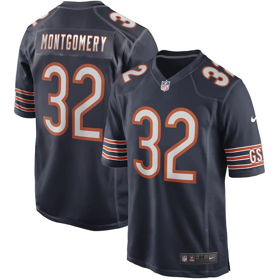 Men Chicago Bears #32 David Montgomery Nike Navy Game NFL Jersey